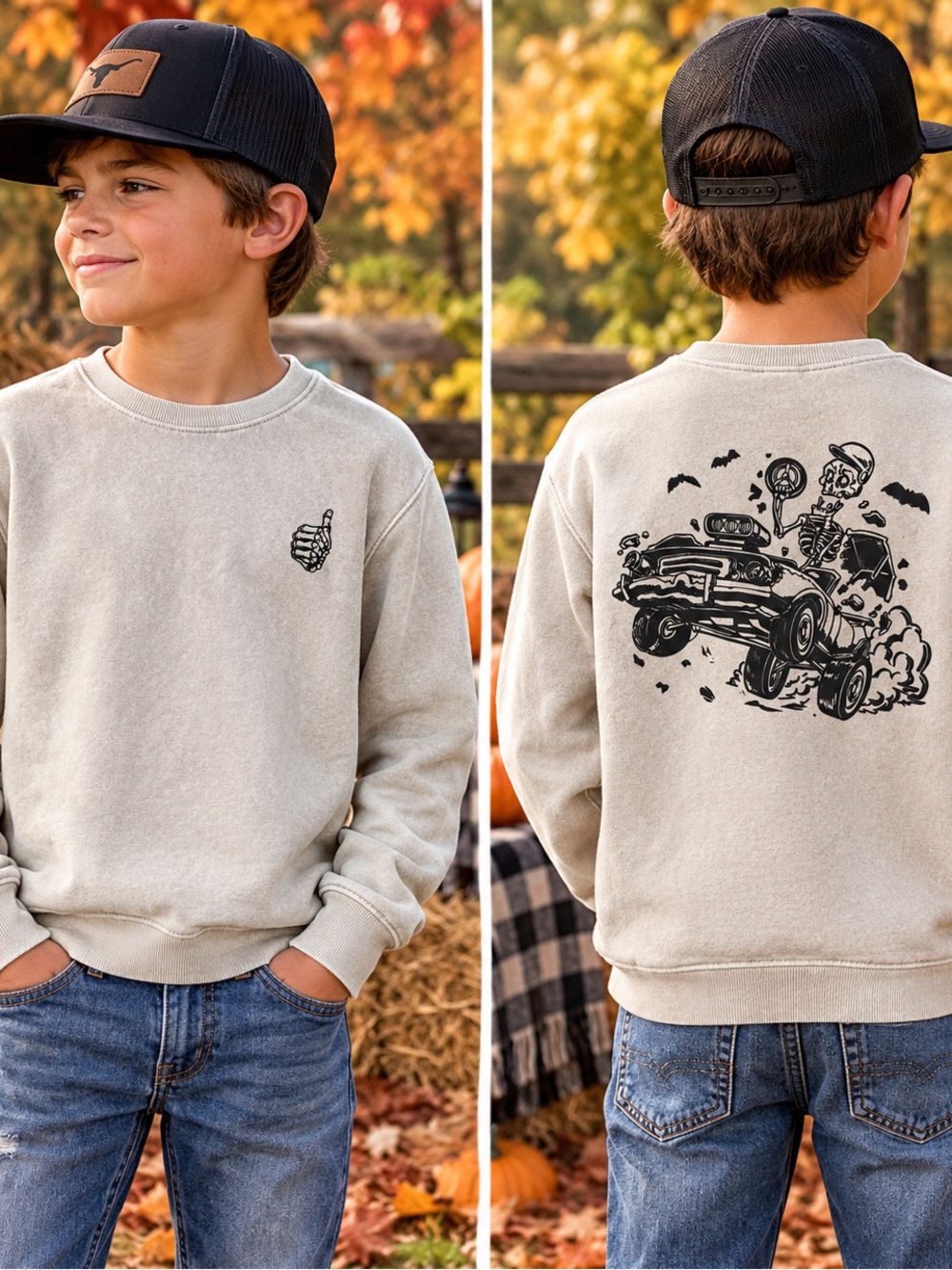 Cat & Jack Kids Crewneck Sweatshirt - Light Beige Graphic